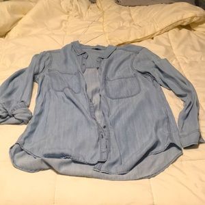 Denim chambray button up shirt large